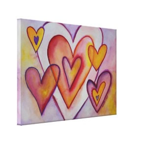 Interlocking Love Hearts Canvas Painting Art Print wrappedcanvas