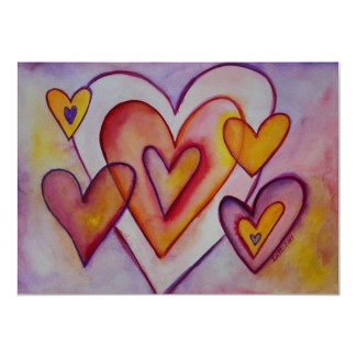 Interlocking Love Hearts Painting Art Poster Print print