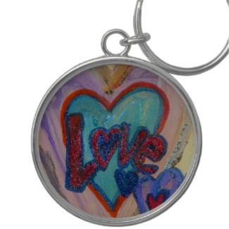 Family Love Hearts Metal Round Keychains