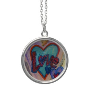 Love Family Hearts Round Silver Pendant Necklace