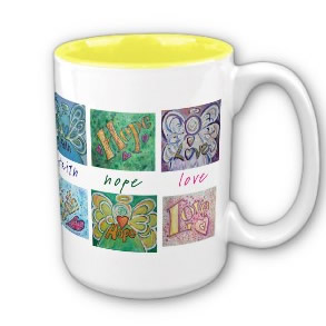 Faith Hope Love Angel Word Art Collage Mug Cup or Stein