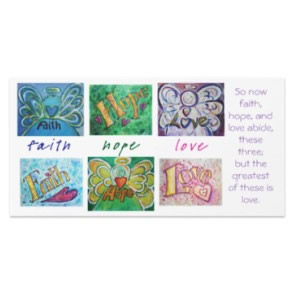 Faith Hope Love Angel Word Photo Greeting Cards