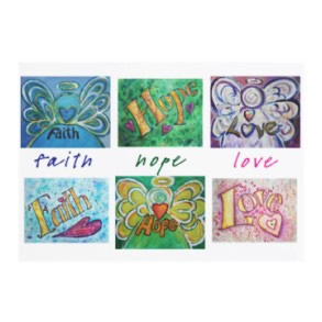 Faith Hope Love Angel Word Art Invites