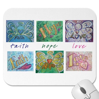Faith Hope Love Angel Word Mousepad