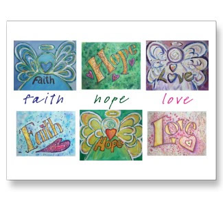 Faith Hope Love Angel Word Art Collage Postcard