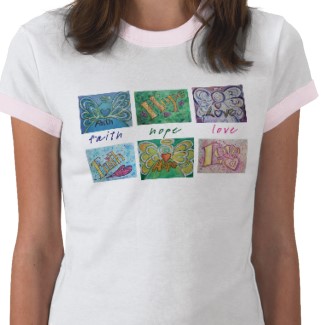 Faith Hope Love Collage Art Shirt Front and Back Pictures