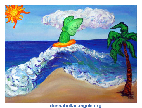 Surfing Angel Raphael Riding Healing Waves Painting