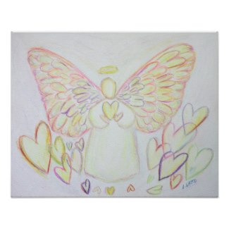 Guardian Angel of Hearts Art Poster Print