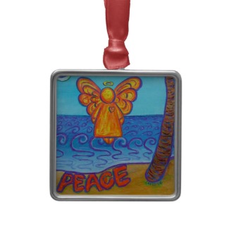 Beach Peace Angel Art Custom Holiday Ornaments