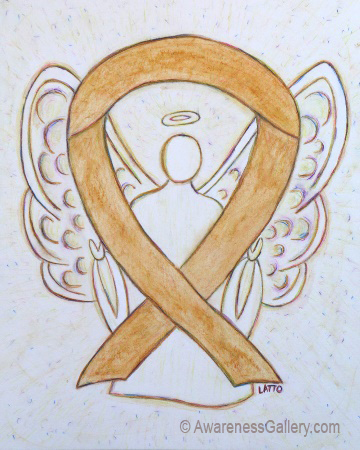 Appendix Cancer Awareness Amber Ribbon Angel Art Painting