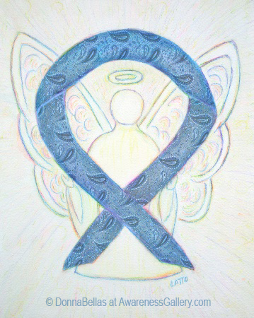 Paisley Blue Thyroid Disease Awareness Ribbon Angel Art Painting