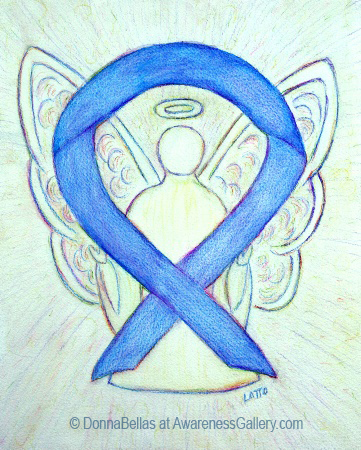 Blue Cancer Awareness Ribbon Angel Art Painting
