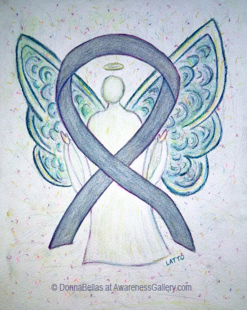 Cancer Awareness Gray Ribbon Angel Art Painting