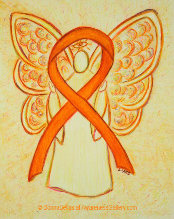 Orange Awareness Ribbon Cancer Angel Art Painting
