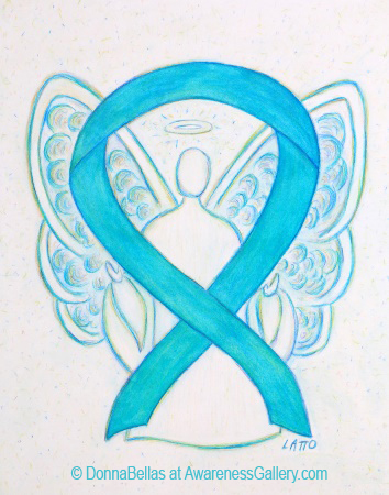 Turquoise Awareness Ribbon Angel Art Painting