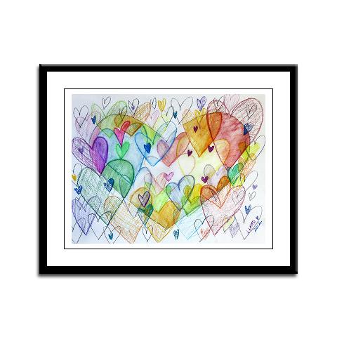 Community Hearts Color Framed Panel Art Print