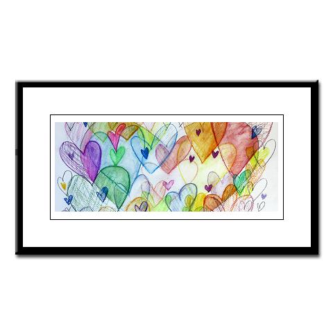 Community Hearts Color Small Framed Painting Art Print