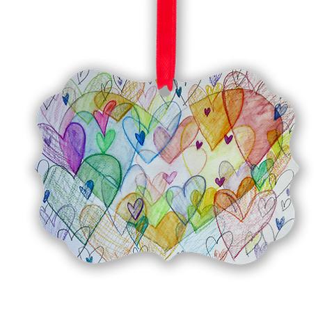 Community Hearts Color Rainbow Art Ornaments