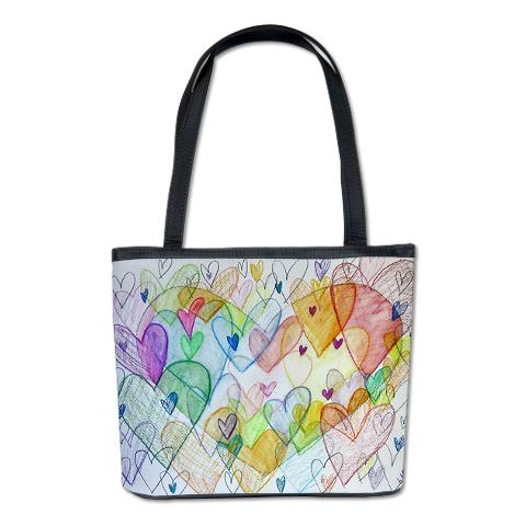 Community Hearts Color Painting Bucket Art  Bag