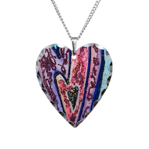 Faith Glitter Hearts Jewelry Art Necklace Pendant