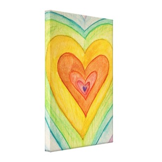 Rainbow Friendship Hearts Painting Prints (Medium) wrappedcanvas