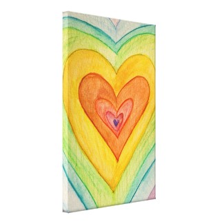 Rainbow Friendship Hearts Painting Prints (Large) wrappedcanvas