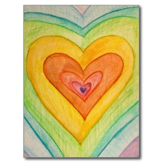 Rainbow Friendship Hearts Postcards or Cards