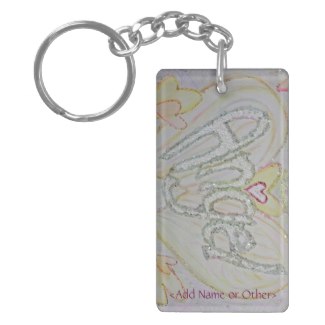 Angel Wings Word Heart Keychain - Custom Text Acrylic Keychain