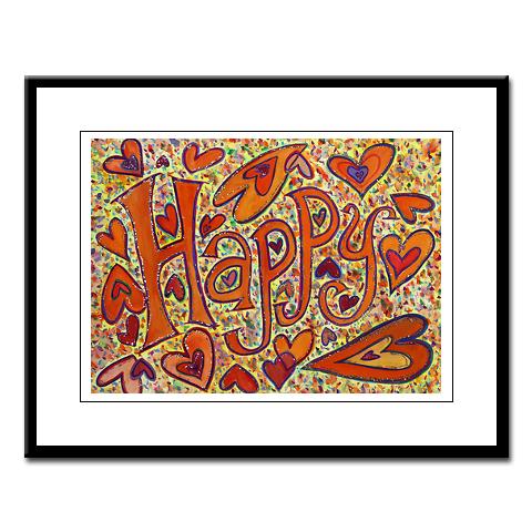 Happy Inspirational Word Painting Framed Art Prints
