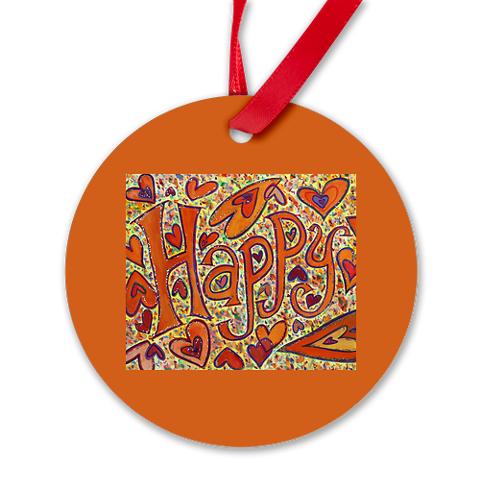 Happy Inspirational Word Art Pendant Ornaments
