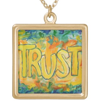 Trust Word Art Necklace Pendant Charm