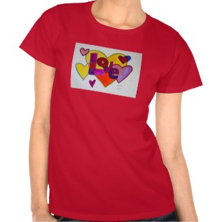 Love Patchwork Hearts Word Art Shirts