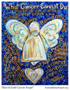 What Cancer Cannot Do Blue & Gold Guardian Angel Art Painting