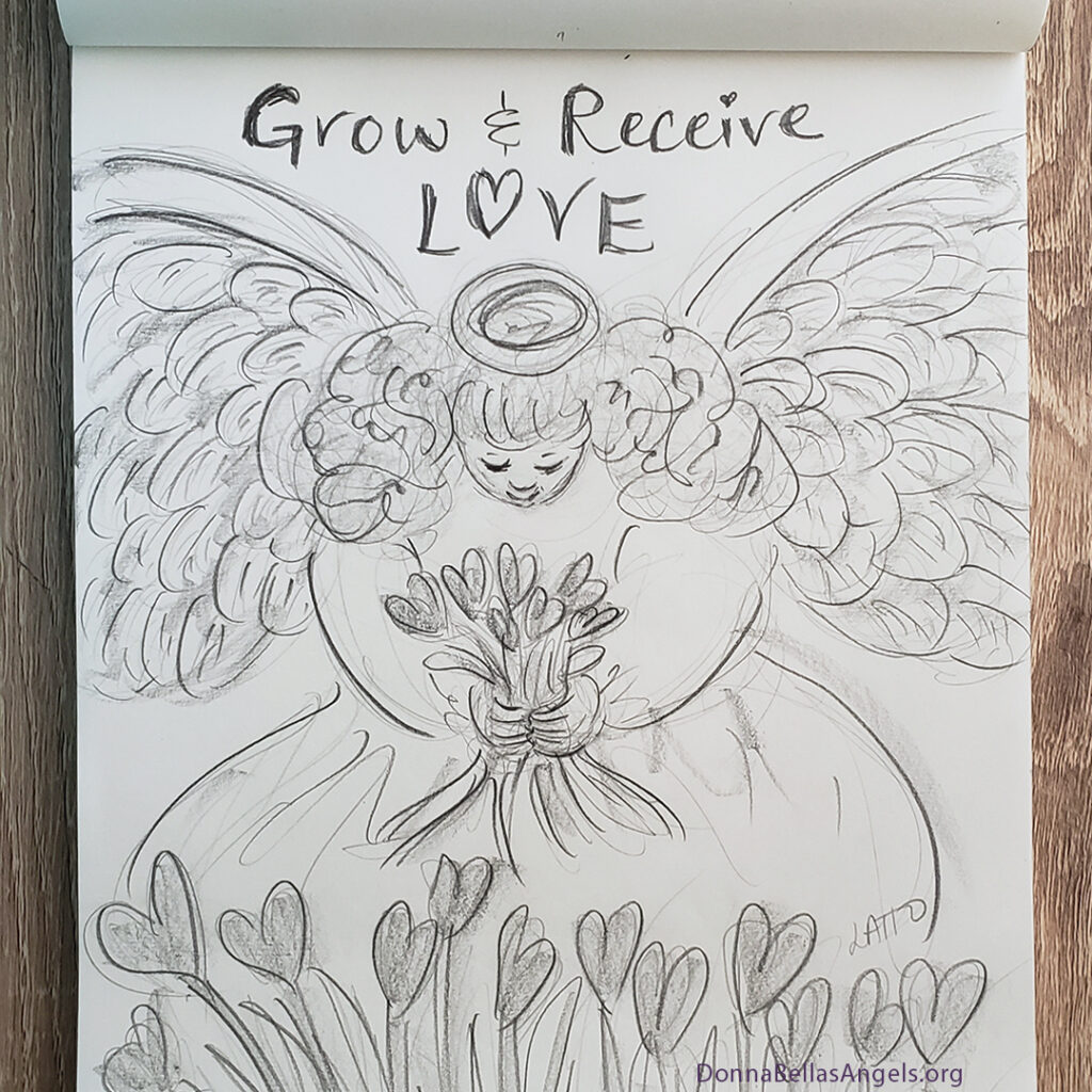 Grow and Receive Love Angel Sketchbook Drawing