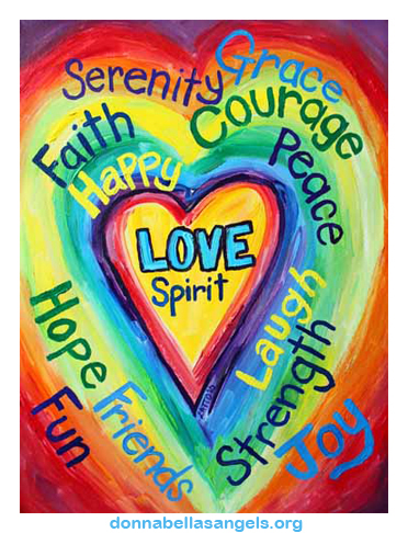 Rainbow Heart Spirit Words Art Painting