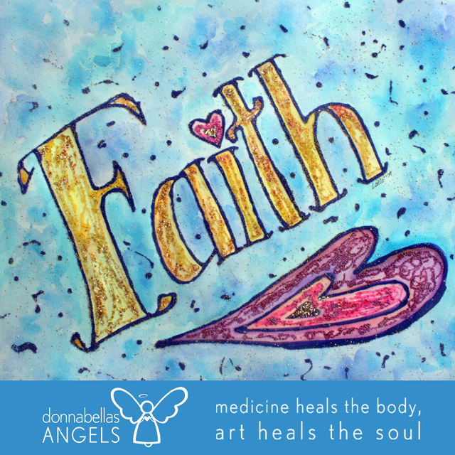 Faith Word Art Inspirational Watercolor Glitter Painting