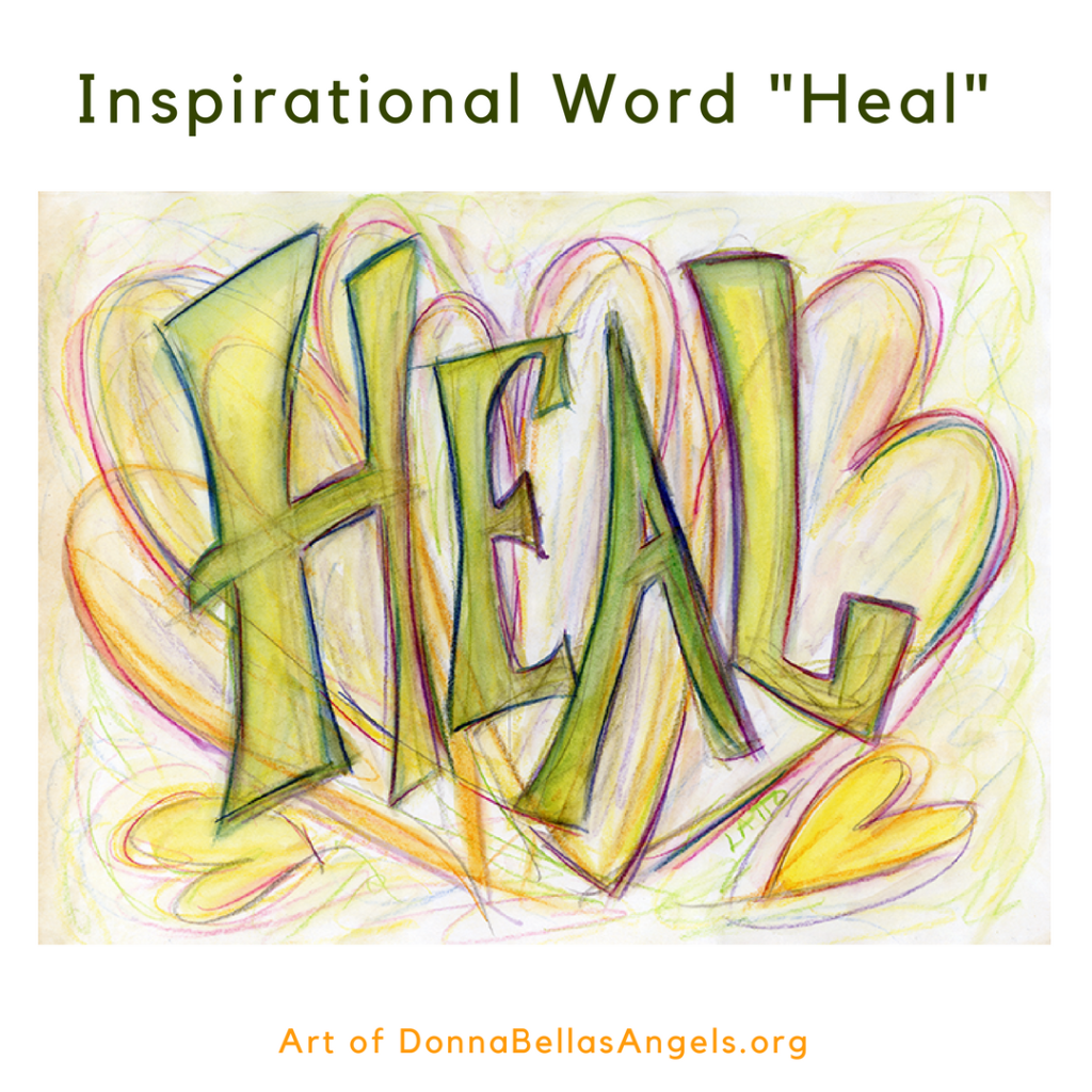 Healing Word Art Hearts Inspirational Painting