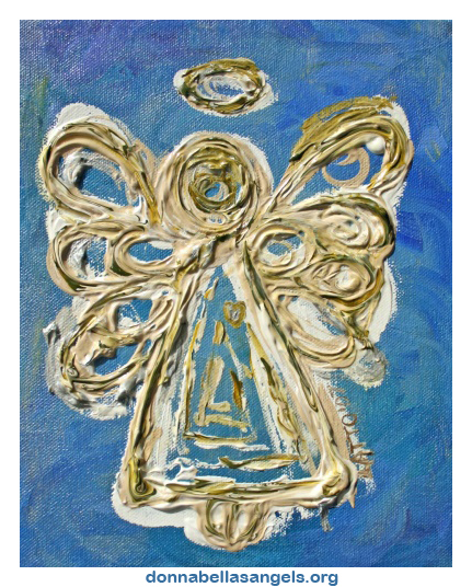 Gold ,White, and Blue Guardian Angel Art Painting