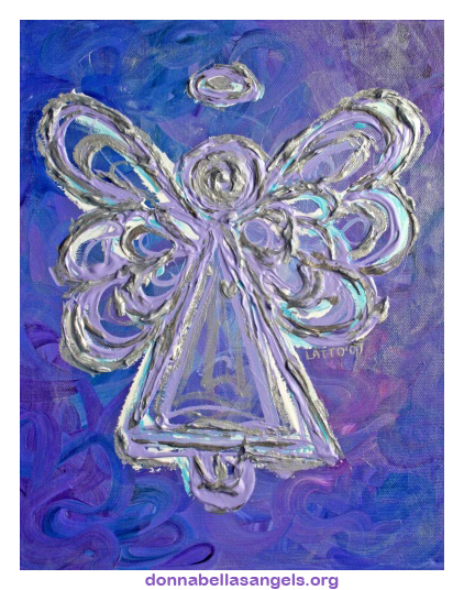 Silver, White, and Purple Guardian Angel Art Painting