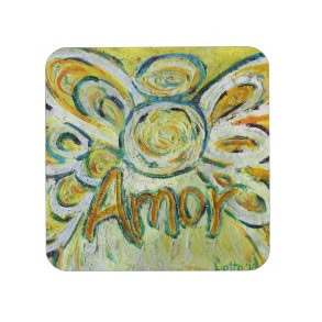 Amor Love Angel Word Cork Coasters corkcoaster