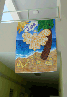 Caribbean Angel Painting at hospital in Haiti