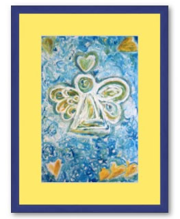 Golden Blue Angel Poster Art Print with Suggested Framing