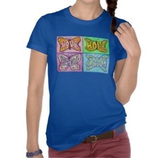 Butterfly Wings Inspirational Word Art Tee Shirts