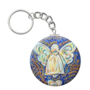 What Cancer Cannot Do Blue & Gold Angel Keychain