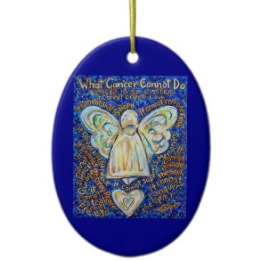 Blue & Gold Cancer Angel Ornament