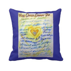 What Cancer Cannot Do Blue & Gold Throw Pillow throwpillow