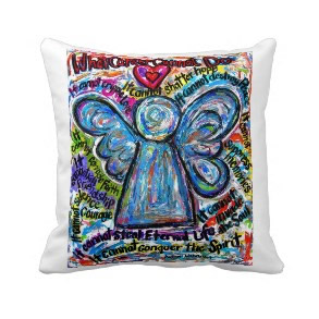 Colorful Cancer Angel Decorative Throw Pillow throwpillow