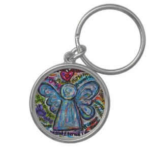 Colorful Cancer Angel Keychain (Round)