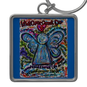 Colorful Cancer Angel Keychain (Square)
