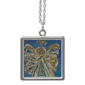 Blue Angel Wings Silver Necklace Charm Pendant necklace